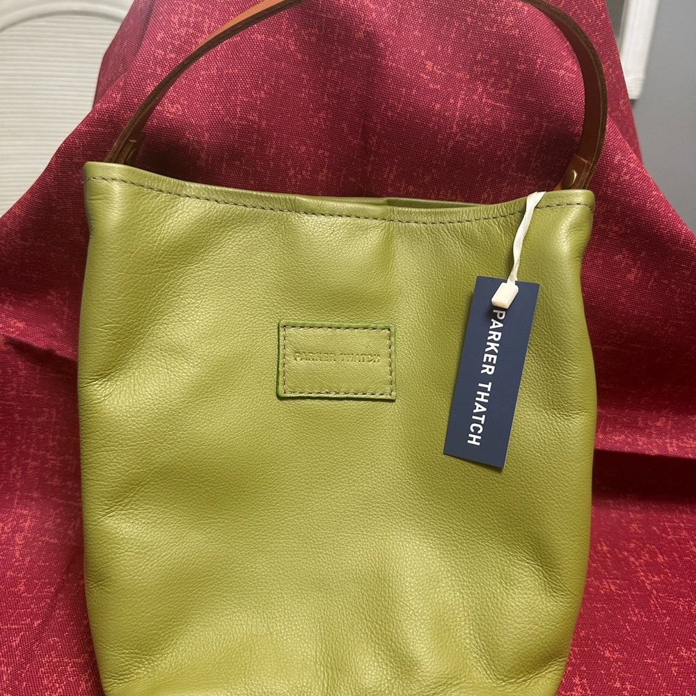 Green Shoulder Bag with Leather Finish